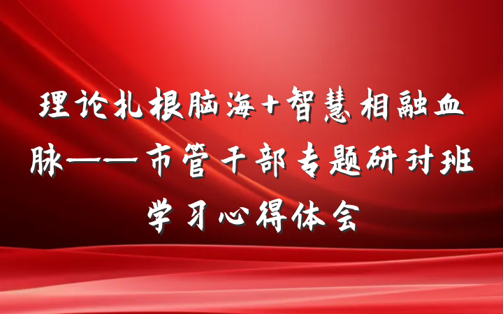 理论扎根脑海 智慧相融血脉——市管干部专题研讨班学习心得体会