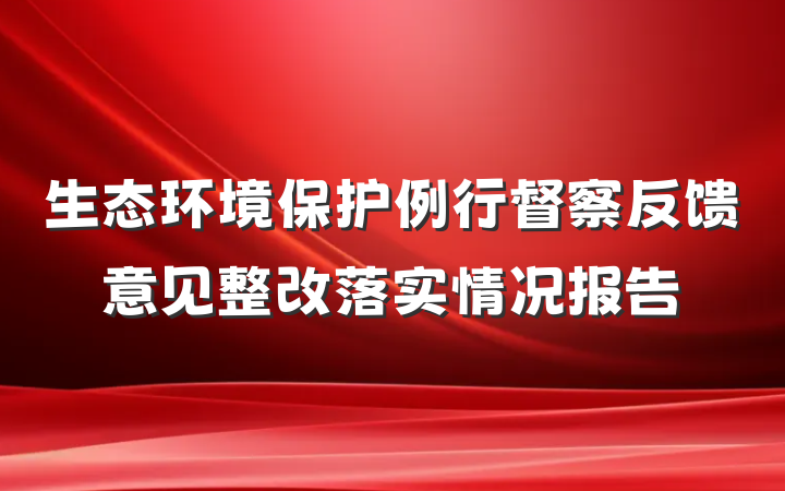 生态环境保护例行督察反馈意见整改落实情况报告