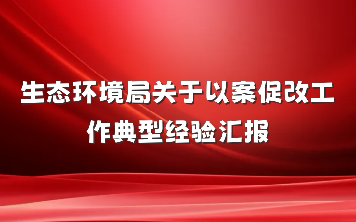 生态环境局关于以案促改工作典型经验汇报