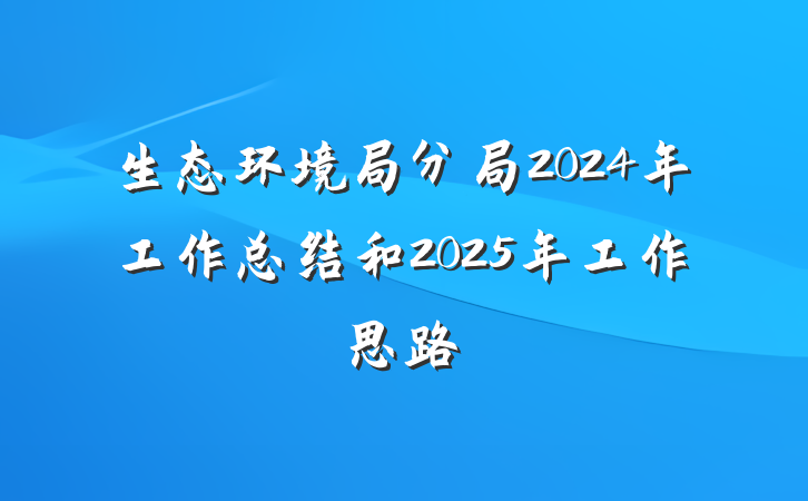 生态环境局分局2024年工作总结和2025年工作思路