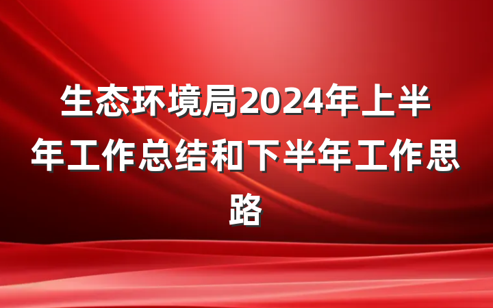 生态环境局2024年上半年工作总结和下半年工作思路