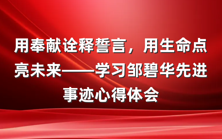 用奉献诠释誓言，用生命点亮未来——学习邹碧华先进事迹心得体会