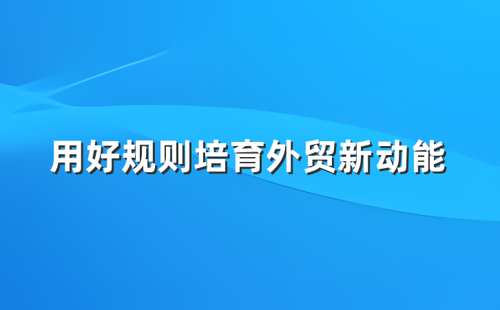 用好规则培育外贸新动能