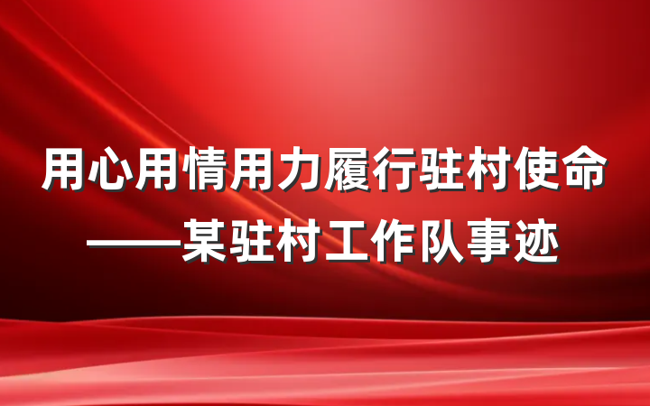 用心用情用力履行驻村使命——某驻村工作队事迹