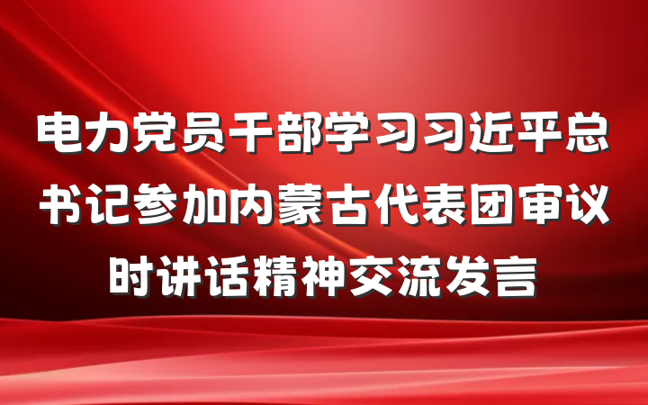 电力党员干部学习习近平总书记参加内蒙古代表团审议时讲话精神交流发言
