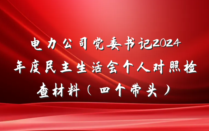 电力公司党委书记2024年度民主生活会个人对照检查材料（四个带头）