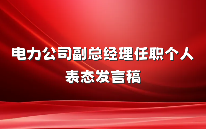 电力公司副总经理任职个人表态发言稿