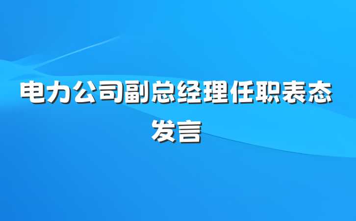 电力公司副总经理任职表态发言