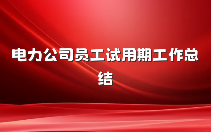 电力公司员工试用期工作总结