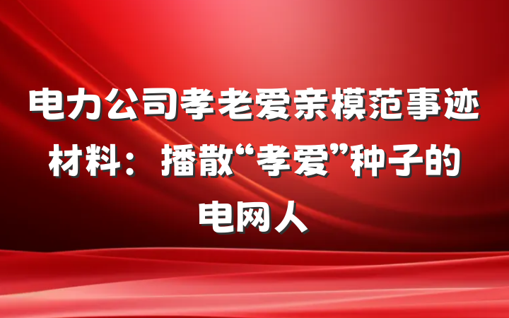 电力公司孝老爱亲模范事迹材料：播散“孝爱”种子的电网人