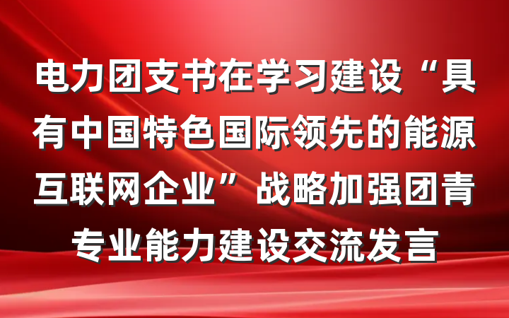 电力团支书在学习建设“具有中国特色国际领先的能源互联网企业”战略加强团青专业能力建设交流发言