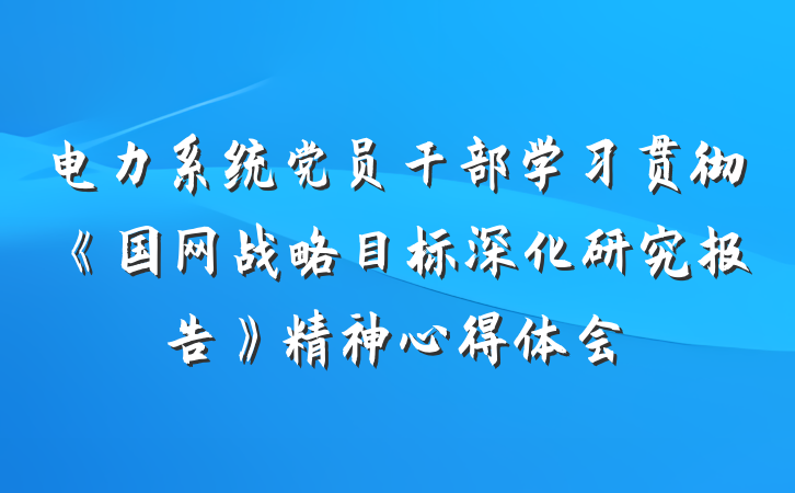 电力系统党员干部学习贯彻《国网战略目标深化研究报告》精神心得体会