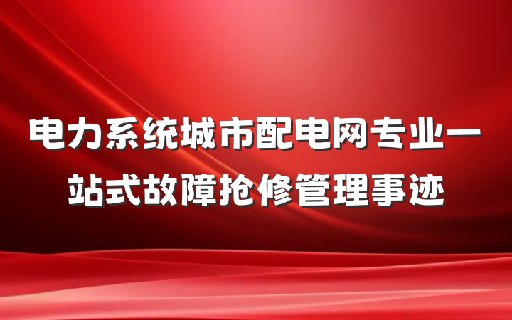 电力系统城市配电网专业一站式故障抢修管理事迹