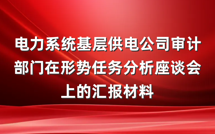 电力系统基层供电公司审计部门在形势任务分析座谈会上的汇报材料
