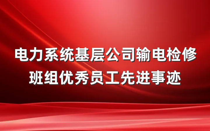 电力系统基层公司输电检修班组优秀员工先进事迹