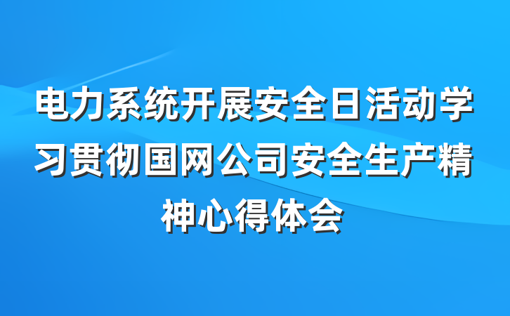 电力系统开展安全日活动学习贯彻国网公司安全生产精神心得体会
