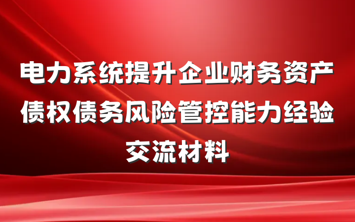 电力系统提升企业财务资产债权债务风险管控能力经验交流材料
