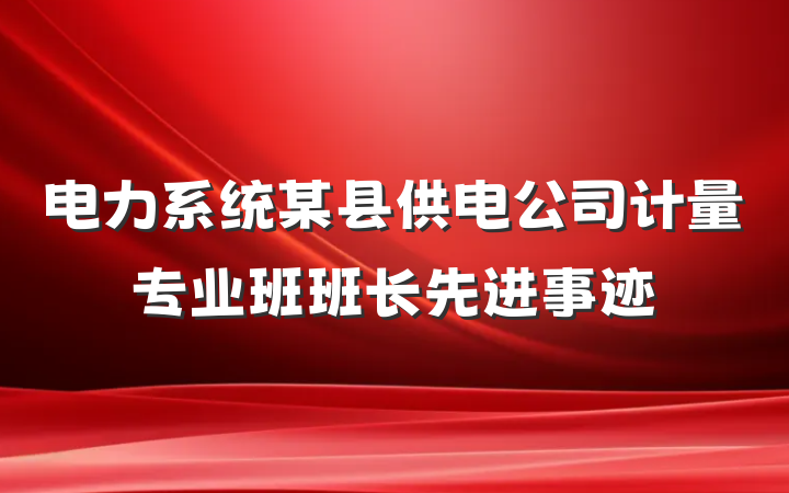 电力系统某县供电公司计量专业班班长先进事迹
