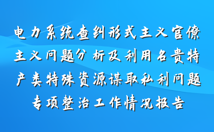 电力系统查纠形式主义官僚主义问题分析及利用名贵特产类特殊资源谋取私利问题专项整治工作情况报告