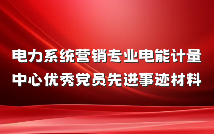 电力系统营销专业电能计量中心优秀党员先进事迹材料