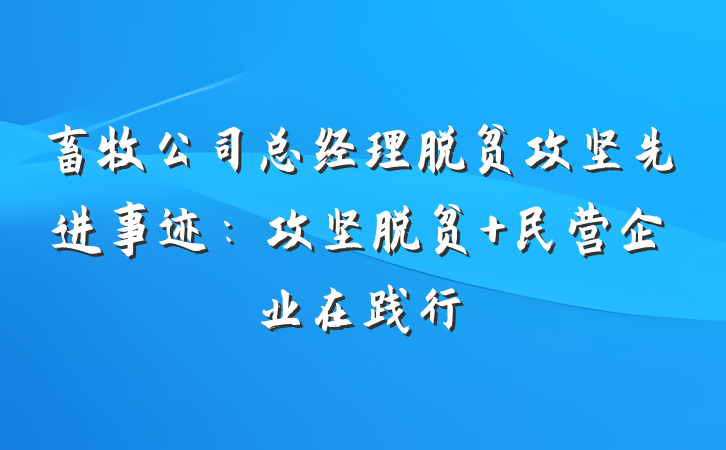 畜牧公司总经理脱贫攻坚先进事迹：攻坚脱贫 民营企业在践行