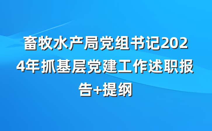 畜牧水产局党组书记2024年抓基层党建工作述职报告 提纲