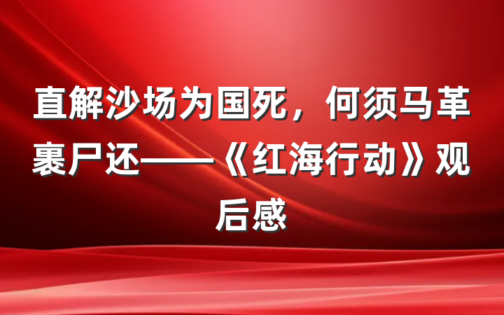 直解沙场为国死，何须马革裹尸还——《红海行动》观后感