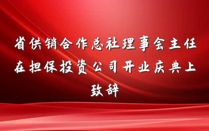 省供销合作总社理事会主任在担保投资公司开业庆典上致辞