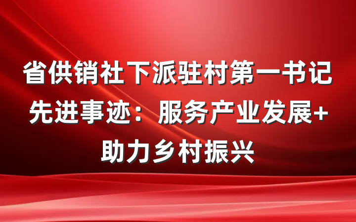 省供销社下派驻村第一书记先进事迹：服务产业发展 助力乡村振兴