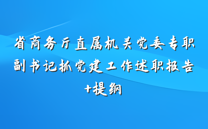 省商务厅直属机关党委专职副书记抓党建工作述职报告 提纲