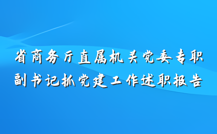 省商务厅直属机关党委专职副书记抓党建工作述职报告