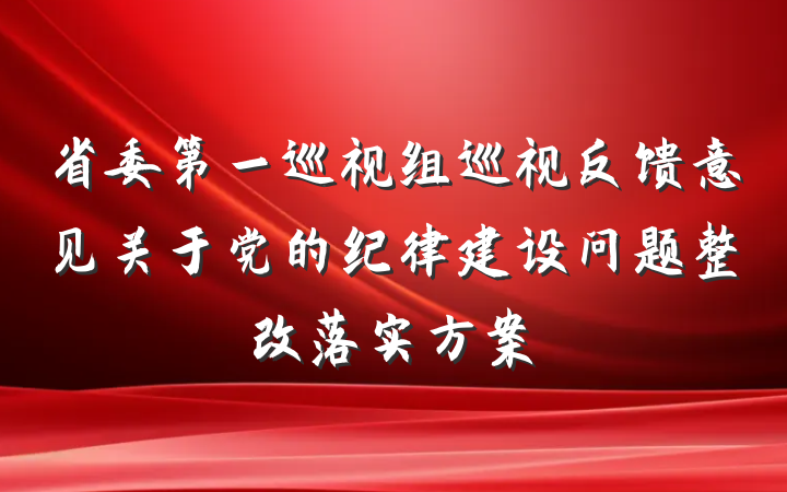省委第一巡视组巡视反馈意见关于党的纪律建设问题整改落实方案