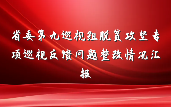省委第九巡视组脱贫攻坚专项巡视反馈问题整改情况汇报