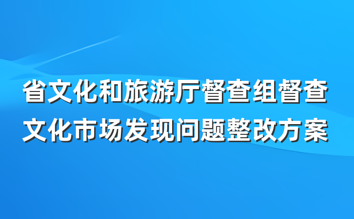省文化和旅游厅督查组督查文化市场发现问题整改方案