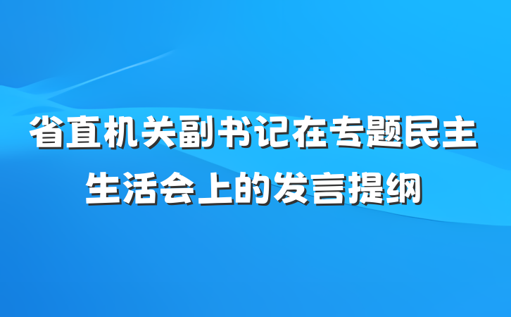 省直机关副书记在专题民主生活会上的发言提纲