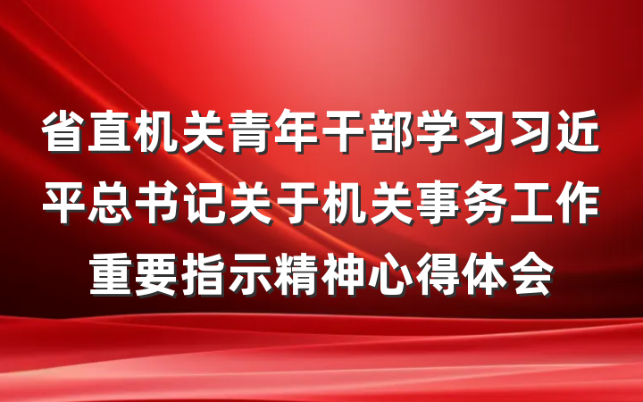 省直机关青年干部学习习近平总书记关于机关事务工作重要指示精神心得体会
