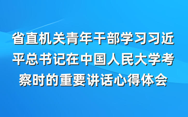 省直机关青年干部学习习近平总书记在中国人民大学考察时的重要讲话心得体会