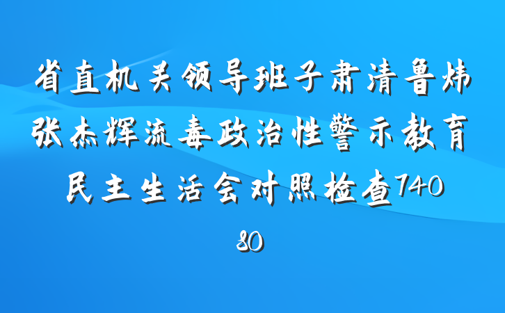 省直机关领导班子肃清鲁炜张杰辉流毒政治性警示教育民主生活会对照检查74080
