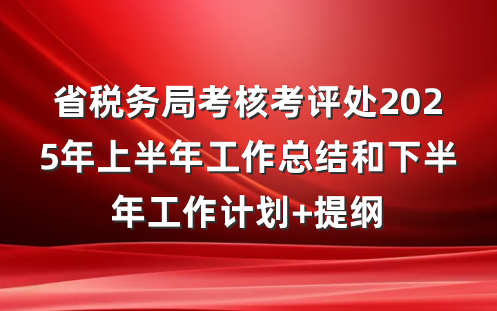 省税务局考核考评处2025年上半年工作总结和下半年工作计划 提纲