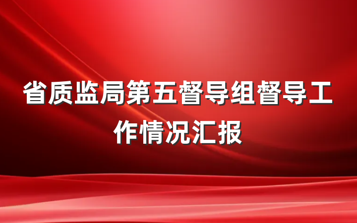 省质监局第五督导组督导工作情况汇报