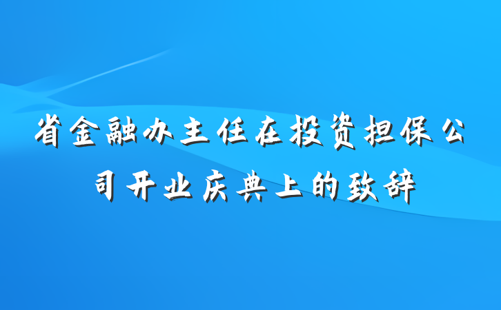 省金融办主任在投资担保公司开业庆典上的致辞