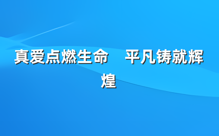 真爱点燃生命　平凡铸就辉煌