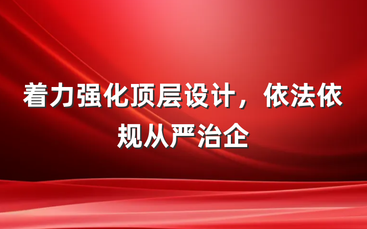 着力强化顶层设计，依法依规从严治企