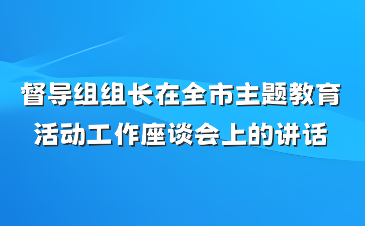 督导组组长在全市主题教育活动工作座谈会上的讲话