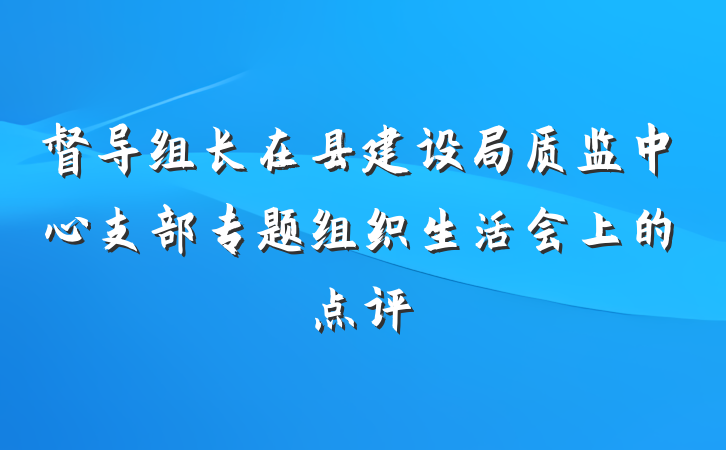 督导组长在县建设局质监中心支部专题组织生活会上的点评