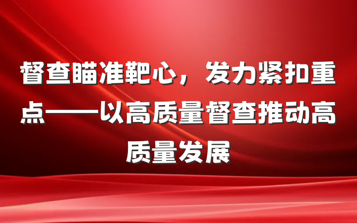 督查瞄准靶心，发力紧扣重点——以高质量督查推动高质量发展