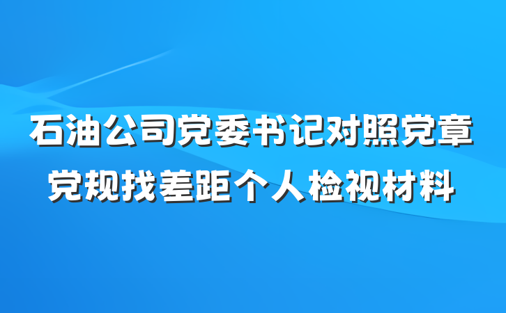 石油公司党委书记对照党章党规找差距个人检视材料
