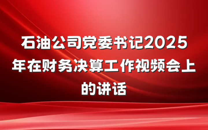 石油公司党委书记2025年在财务决算工作视频会上的讲话