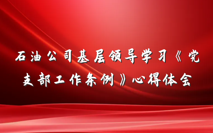 石油公司基层领导学习《党支部工作条例》心得体会