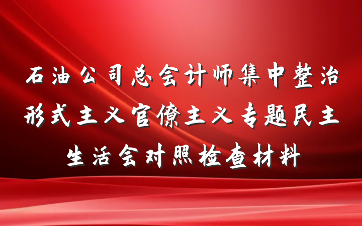 石油公司总会计师集中整治形式主义官僚主义专题民主生活会对照检查材料